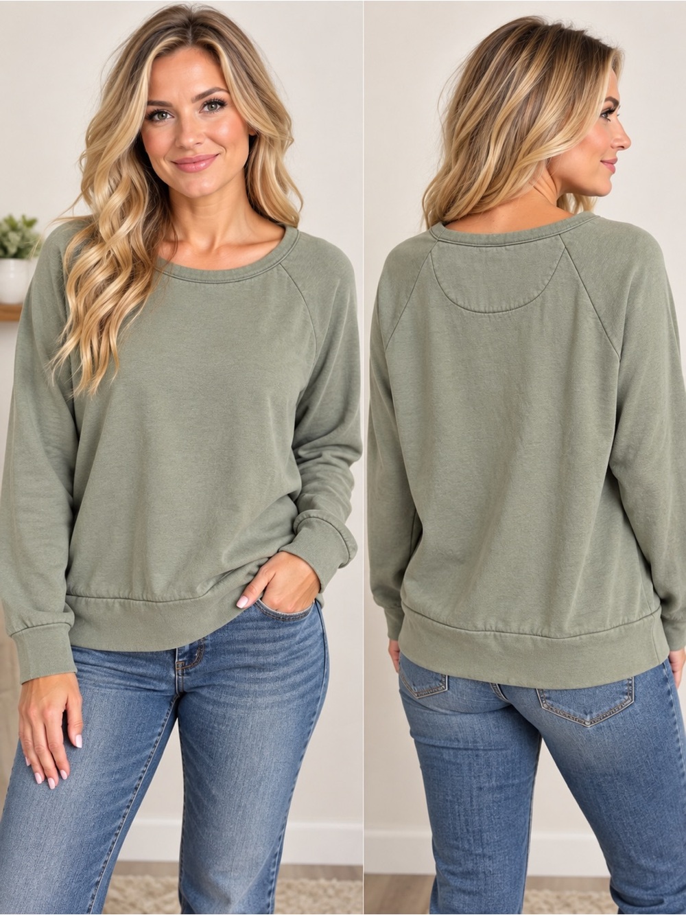 Eddie Bauer Sage Green Crewneck Sweatshirt